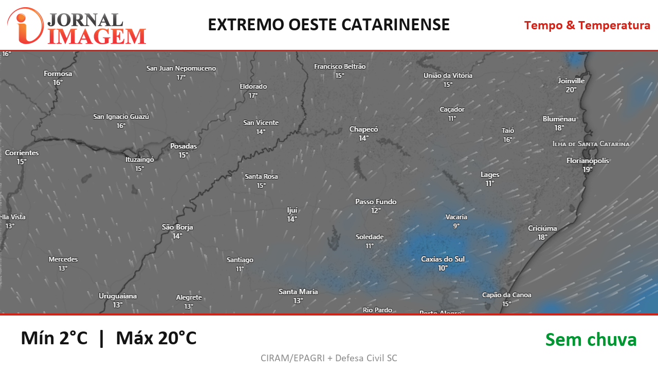 Previsão do Tempo — Extremo Oeste de SC — 18/10/2026