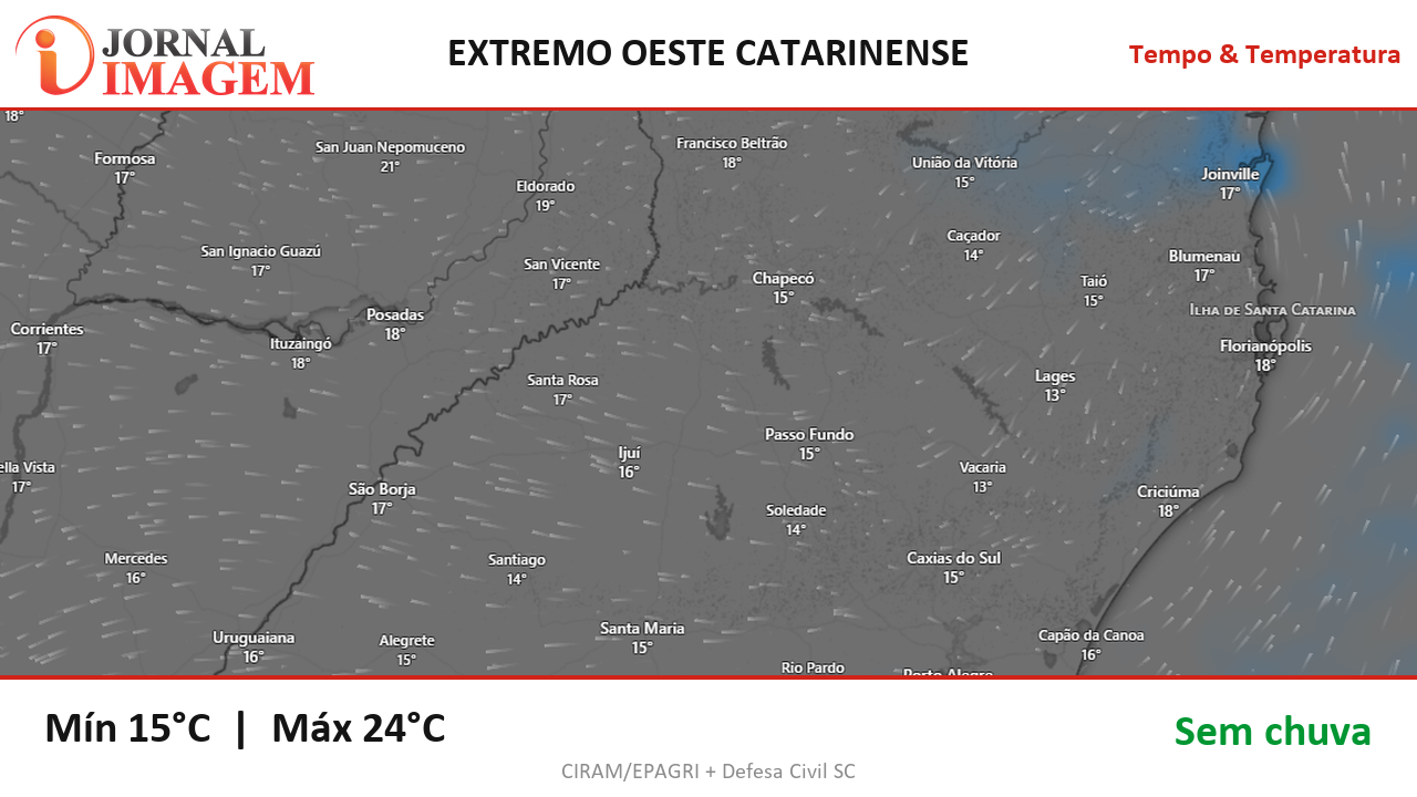 Previsão do Tempo — Extremo Oeste de SC — 20/10/2026