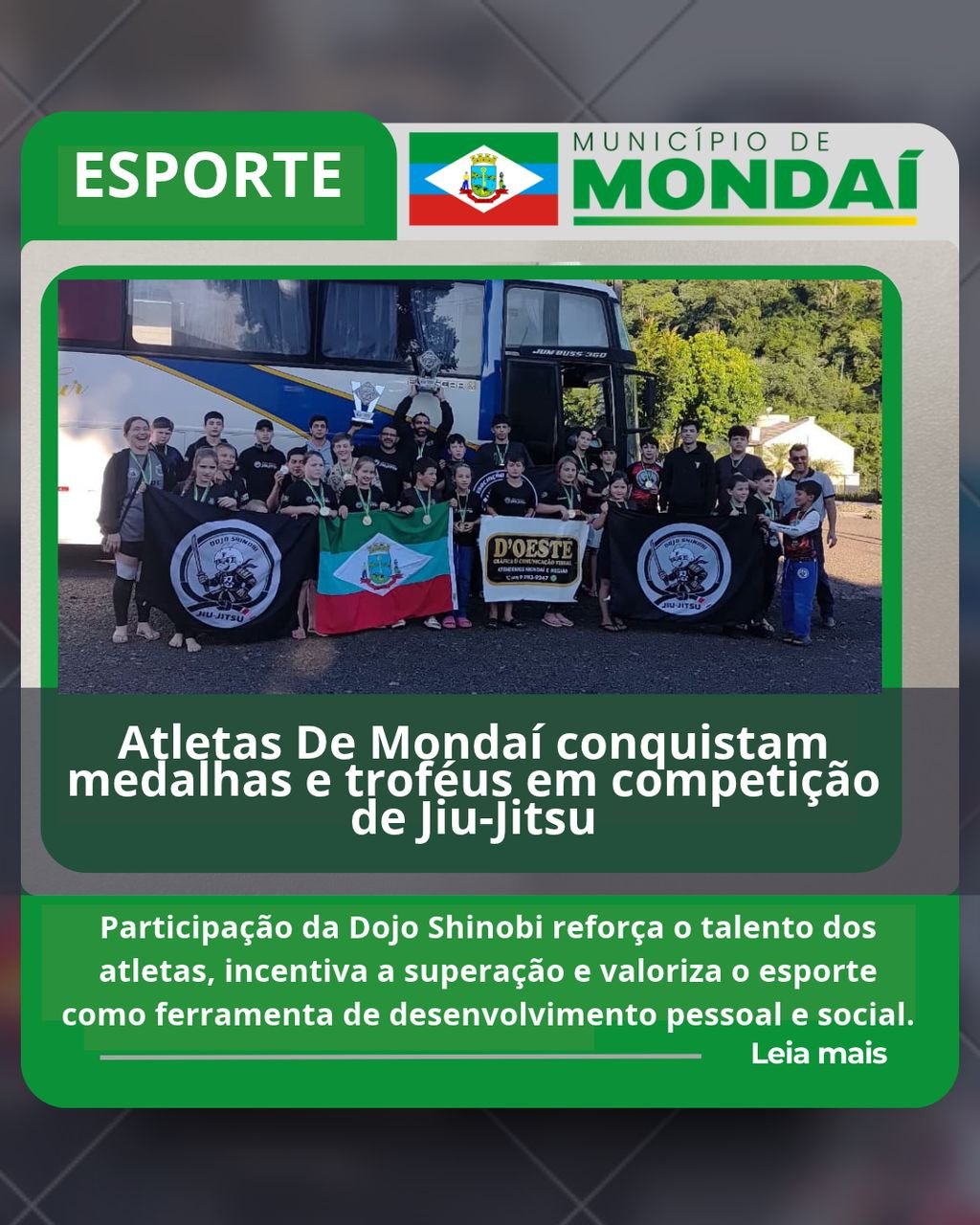 Atletas de Mondaí conquistam medalhas em competição de jiu-jitsu em Formosa do Sul