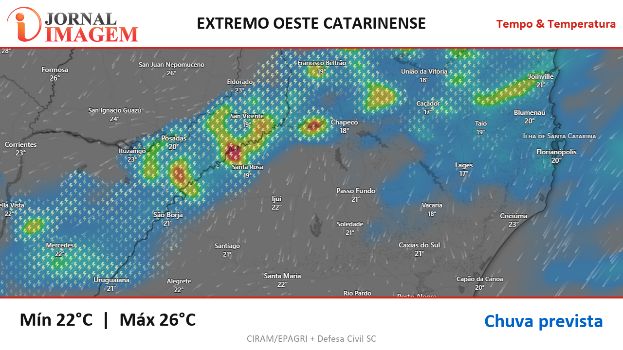 Previsão do Tempo — Extremo Oeste de SC — 23/10/2026
