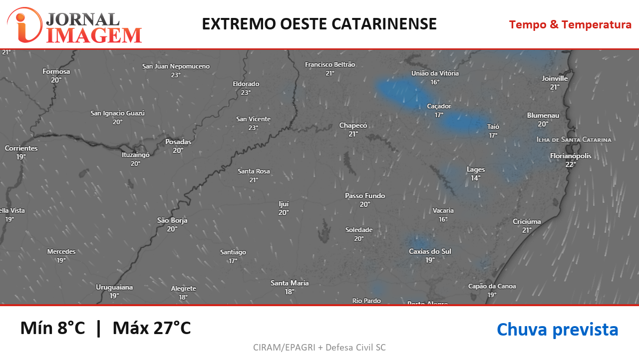 Previsão do Tempo — Extremo Oeste de SC — 28/10/2026